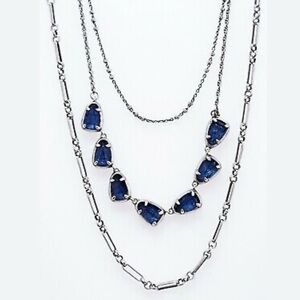 BNIB Kendra Scott Susanna Triple Layer Necklace-Navy+Vintage Silver 36% off MSRP
